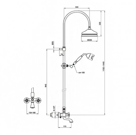 Душевая стойка Webert Ottocento OT721208010 золото