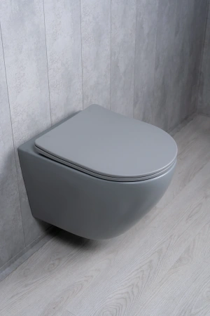 Унитаз подвесной безободковый GID Tr2122TF-Lgm серый матовый, с сиденьем микролифт