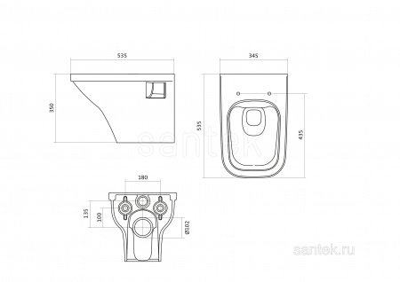 Чаша Santek Унитаз подвесной rimless Лайн 1WH501574