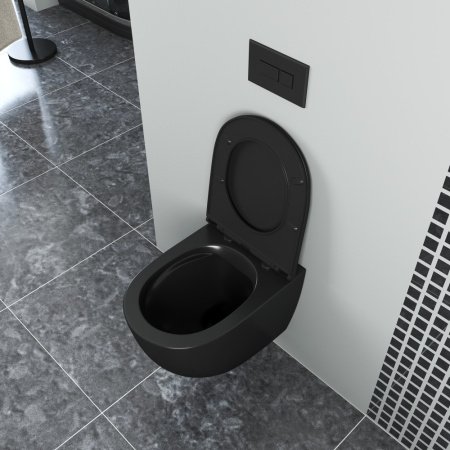 Унитаз подвесной D&K Matrix DT1396025 черный матовый, с сиденьем микролифт