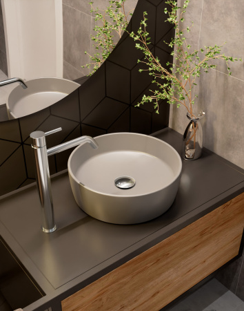 Раковина накладная 35.5см AQUAme AQM5012MFG серый матовый