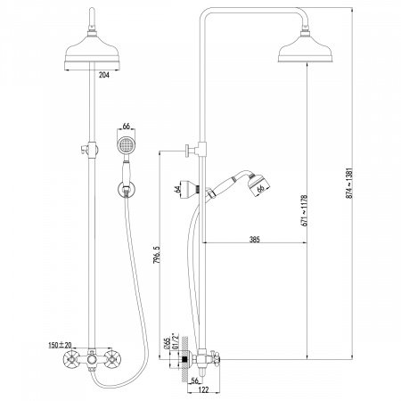 Душевая стойка Lemark Vintage LM2860B бронза