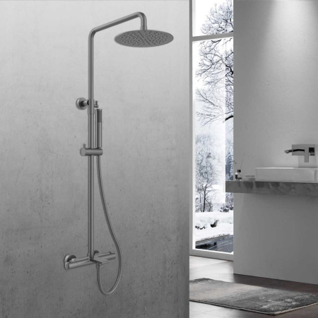 Душевая стойка с термостатом Vincea Vogue VSFS-1V1TGM вороненая сталь