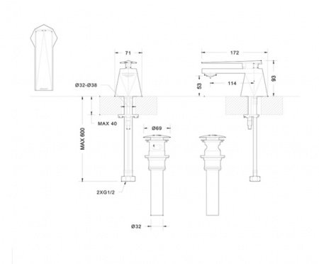 Смеситель для раковины Bravat Diamond F118102C-ENG хром