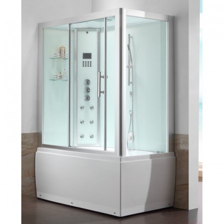 Душевой бокс EAGO DA328 F8 L 150x100x222см, профиль матовое серебро, стекло прозрачное