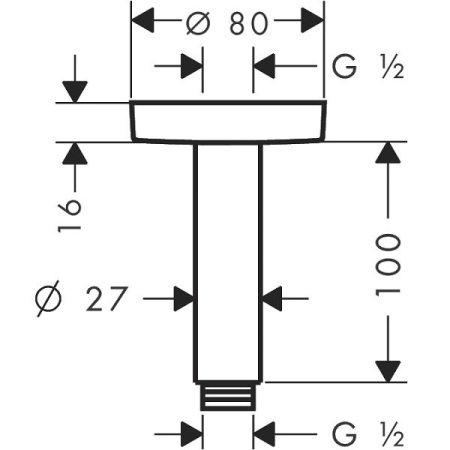 Кронштейн потолочный Hansgrohe 27393340 хром черный шлифованный