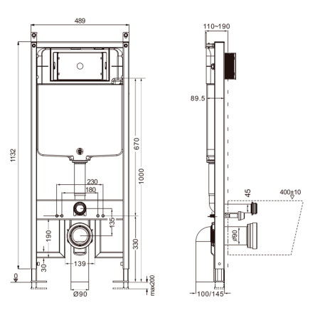 Система инсталляции AQUAme AQM4003 для унитаза Slim