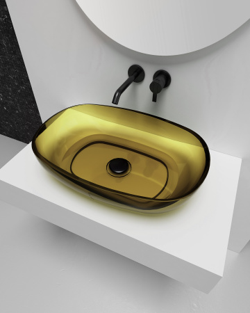 Раковина накладная прозрачная ABBER Kristall AT2805Vesuvian оливковая