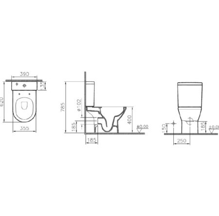 Унитаз-компакт Vitra Integra Round 9833B003-7206 с бачком и сиденьем микролифт