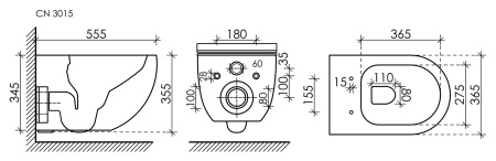 Унитаз подвесной Ceramica Nova long Rimless CN3015 белый