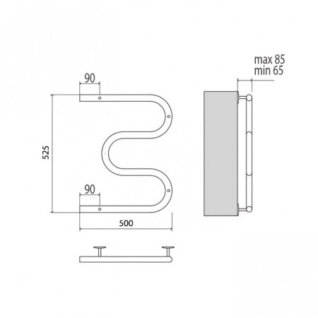 Полотенцесушитель электрический Terminus М-обр 50х50