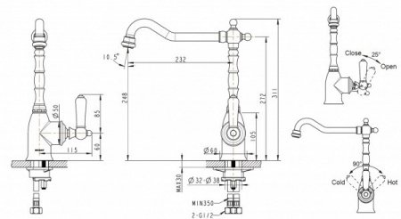 Смеситель для кухни Bravat Art F775109G-1 золото