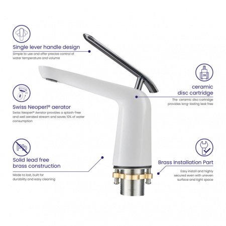 Смеситель для раковины Timo Olivia 3261/00-16F хром;белый глянцевый