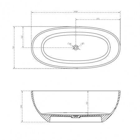 Прозрачная ванна ABBER Kristall AT9701Onyx