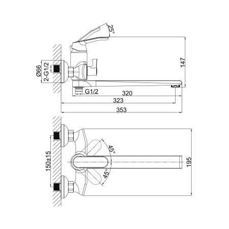 Смеситель для ванны D&K Venice DA1063301, хром