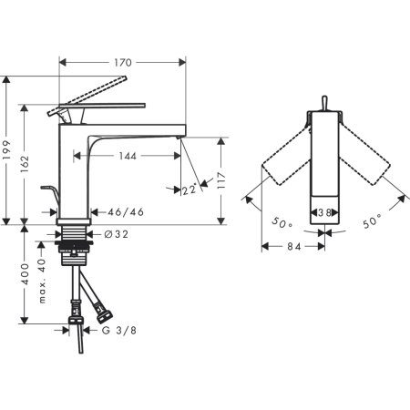 Смеситель для раковины Hansgrohe Tecturis E 73010000 хром