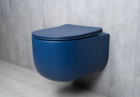 Унитаз подвесной безободковый GID Tr2133TF-BUM синий матовый, с сиденьем микролифт