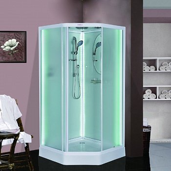 Душевая кабина Esbano LED ESKL100PR 100x100x210см, профиль белый, стекло рифленое