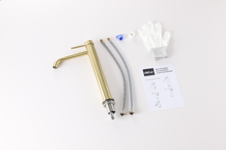 Смеситель ABBER Wasser Kreis 316 AF8111BG-L для накладной раковины, золото брашированное