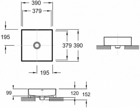 Раковина накладная 39см Jacob Delafon Delta Pure E90011-0 белый