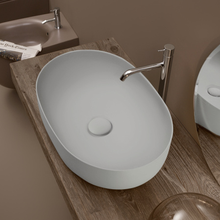 Раковина накладная 60см Kerasan Nolita 534359 серый матовый