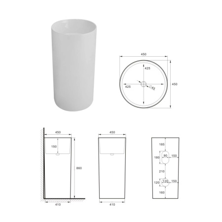 Раковина напольная 45см Santiline SL-4014MB черный матовый