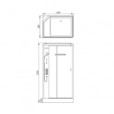 Душевая кабина Orans 8615200 110x80x220 профиль белый, стекло прозрачное
