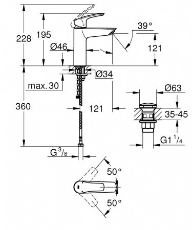 Смеситель для раковины Grohe EuroSmart 23989003 хром