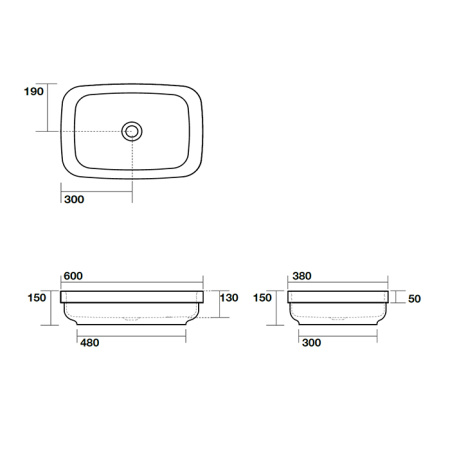 Раковина встраиваемая сверху / накладная 60см Kerasan Tribeca 514331 черный матовый