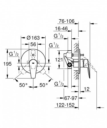 Смеситель для ванны с душем Grohe BauEdge New 29079001 хром