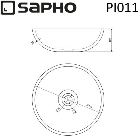 Раковина накладная 41см SAPHO PRIORI PI011 бежевый