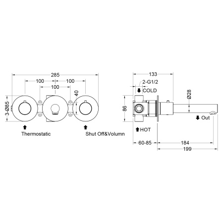 Смеситель для раковины на 3 отверстия Timo Saona 2382/03SM черный матовый