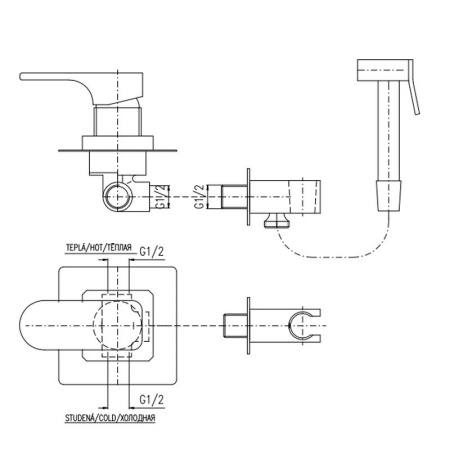 Гигиенический душ со смесителем Rav Slezak YUKON YU142/1, хром
