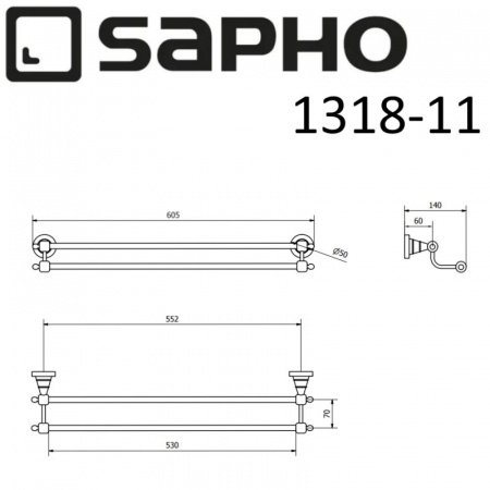 Полотенцедержатель Sapho DIAMOND 1318-11 бронза