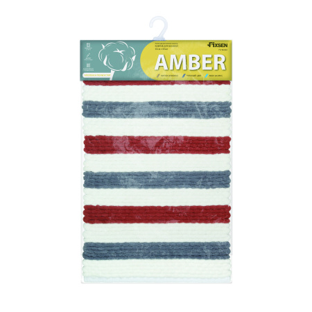 Коврик для ванной 1-ый Fixsen AMBER, FX-8040X, mix (синий+красный+белый), 50х80см