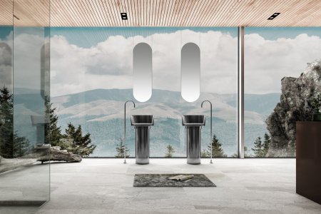 Раковина напольная 45см ABBER Kristall AT2702Onyx-H черный