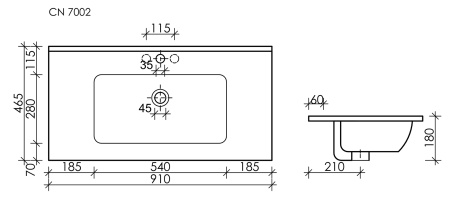 Раковина накладная 91см Ceramica Nova Element CN7002MB черный матовый
