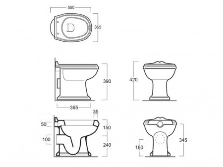 Унитаз приставной Simas Arcade AR811 Белый