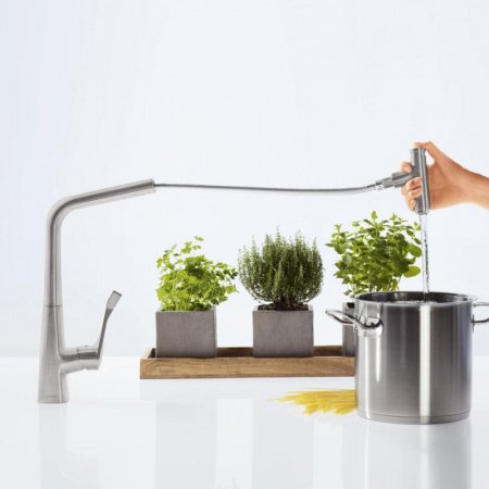 Смеситель для кухни Hansgrohe Metris Select M71 73816800 нержавеющая сталь