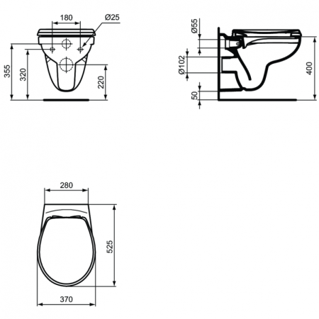 Промо-комплект 3 в 1 Ideal Standard с подвесным унитазом EUROVIT Rimless K881201 и инсталляцией PROSYS