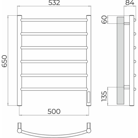 Полотенцесушитель электрический Terminus Классик П6 50х65