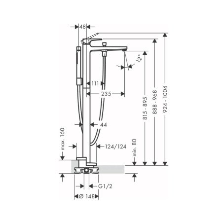 Смеситель напольный для ванны Hansgrohe Metropol 74532000 хром