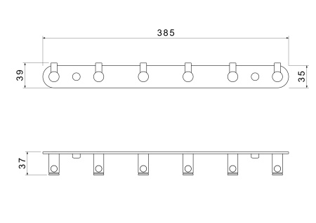 Планка с 6 крючками Aquatek Европа AQ4124CR хром