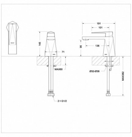 Смеситель для ванны с душем Bravat Iceberg F676110C-01 хром