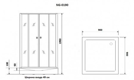 Душевой угол Niagara NG-0190-14 90x90x195 профиль черный, стекло с узором