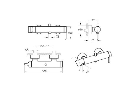 Смеситель для ванны с душем Vitra Origin A42619 хром