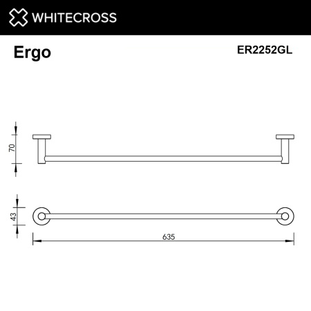 Полотенцедержатель 600 мм. WHITECROSS Ergo ER2252GL (золото)