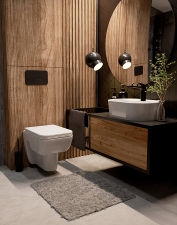 Унитаз подвесной безободковый AQUAme AQM2007 белый, с сиденьем микролифт