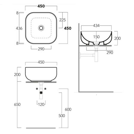 Раковина накладная 45см Simas Baloon BA03 белый