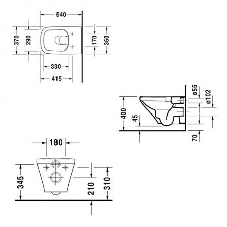 Унитаз Duravit Rimless 2551090000 подвесной без сиденья